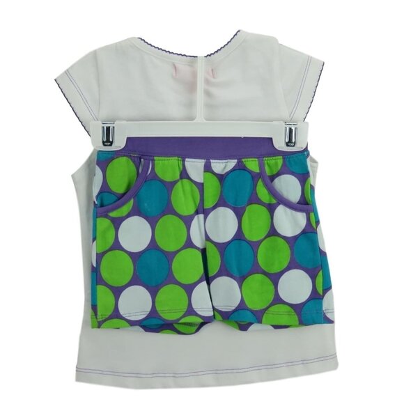 CR Kids Girl 4T Outfit Top Short Starfish Green Blue White Polka Dot Toddler - Picture 2 of 4